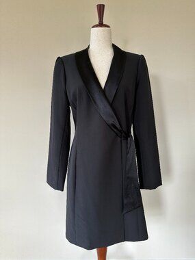 MILLY Cady Heather Blazer Dress Black Size 10 NWT